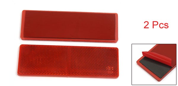 TWO Truck Car Red Plastic Adhesiive Reflective Plate w/o Holes Universal