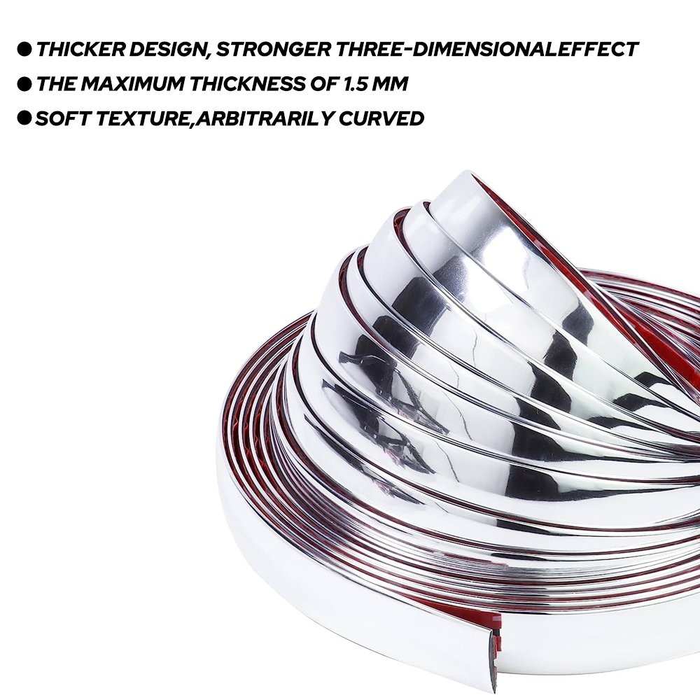 1INCHx16FT Car Moulding Trim Strip Door Guard Protector Chrome For Trucks SUV D