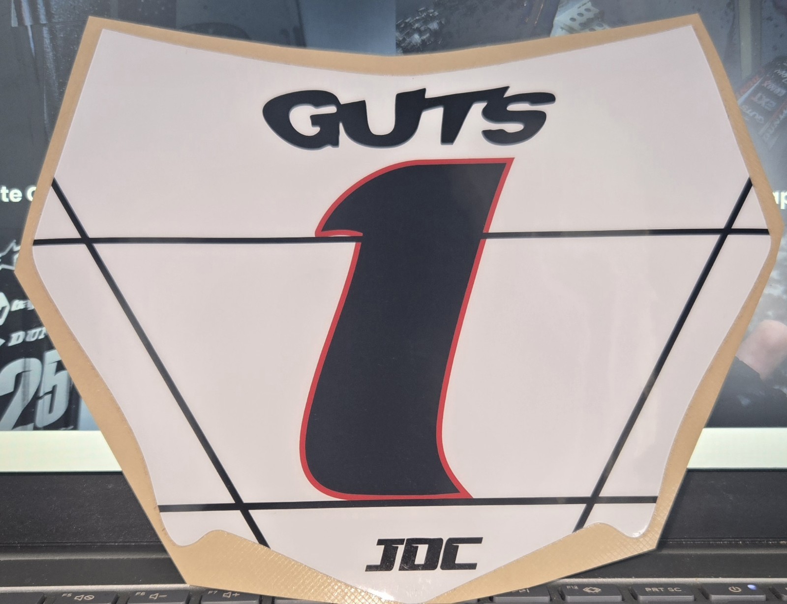 1 MOTOCUTZ Number Plate Decal – (Black/White/Gloss) – Item#99