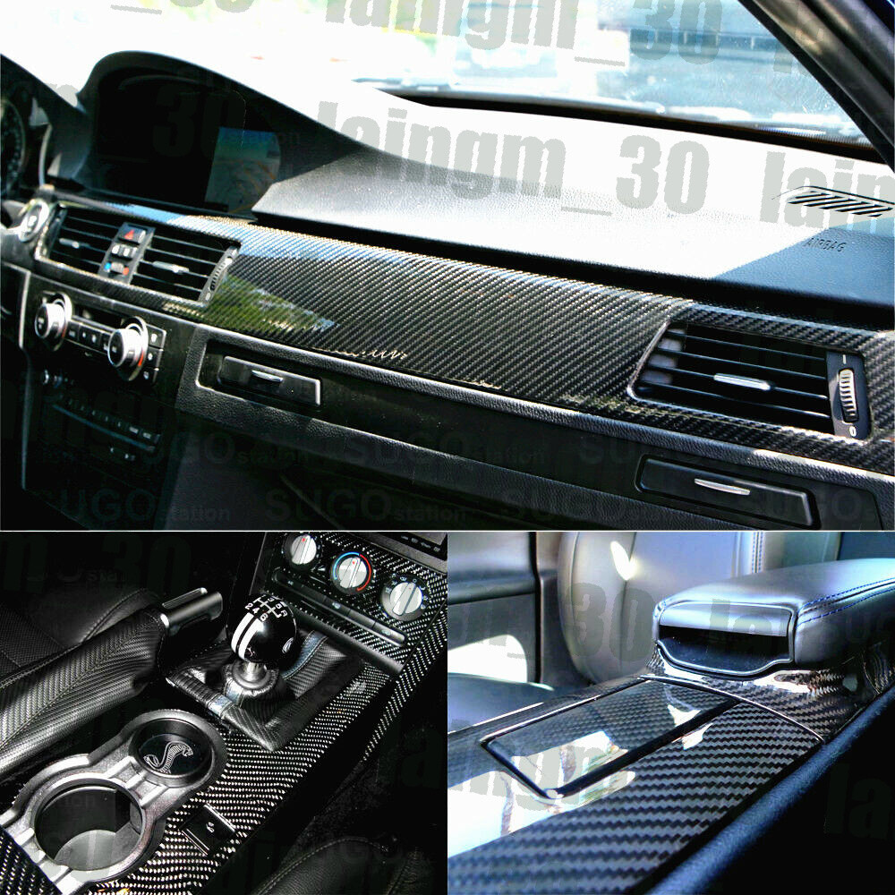 Car Stickers Carbon Fiber Vinyl 12″x60″ 5D Ultra Shiny Gloss Glossy Wrap Black