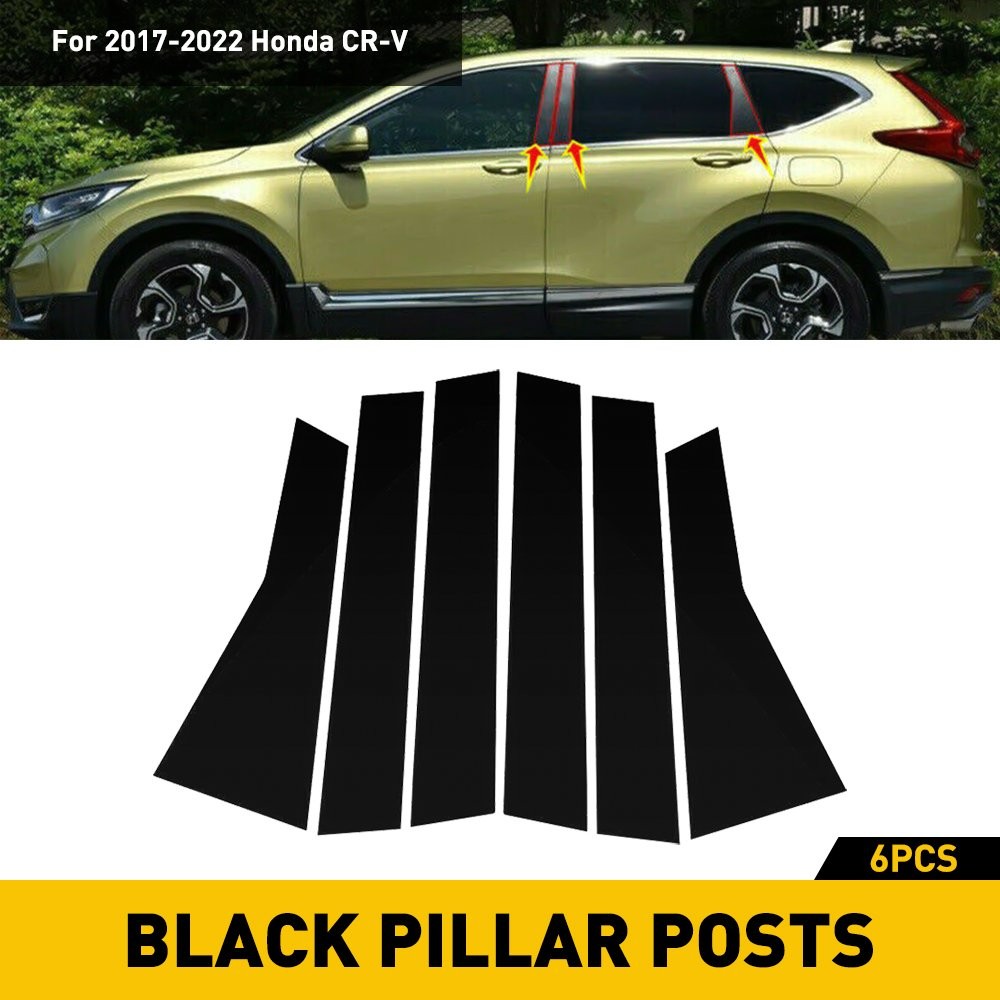 6/12x Piano Black Posts Pillar for Honda 2017-2022 CRV Window Trim Cover Kits