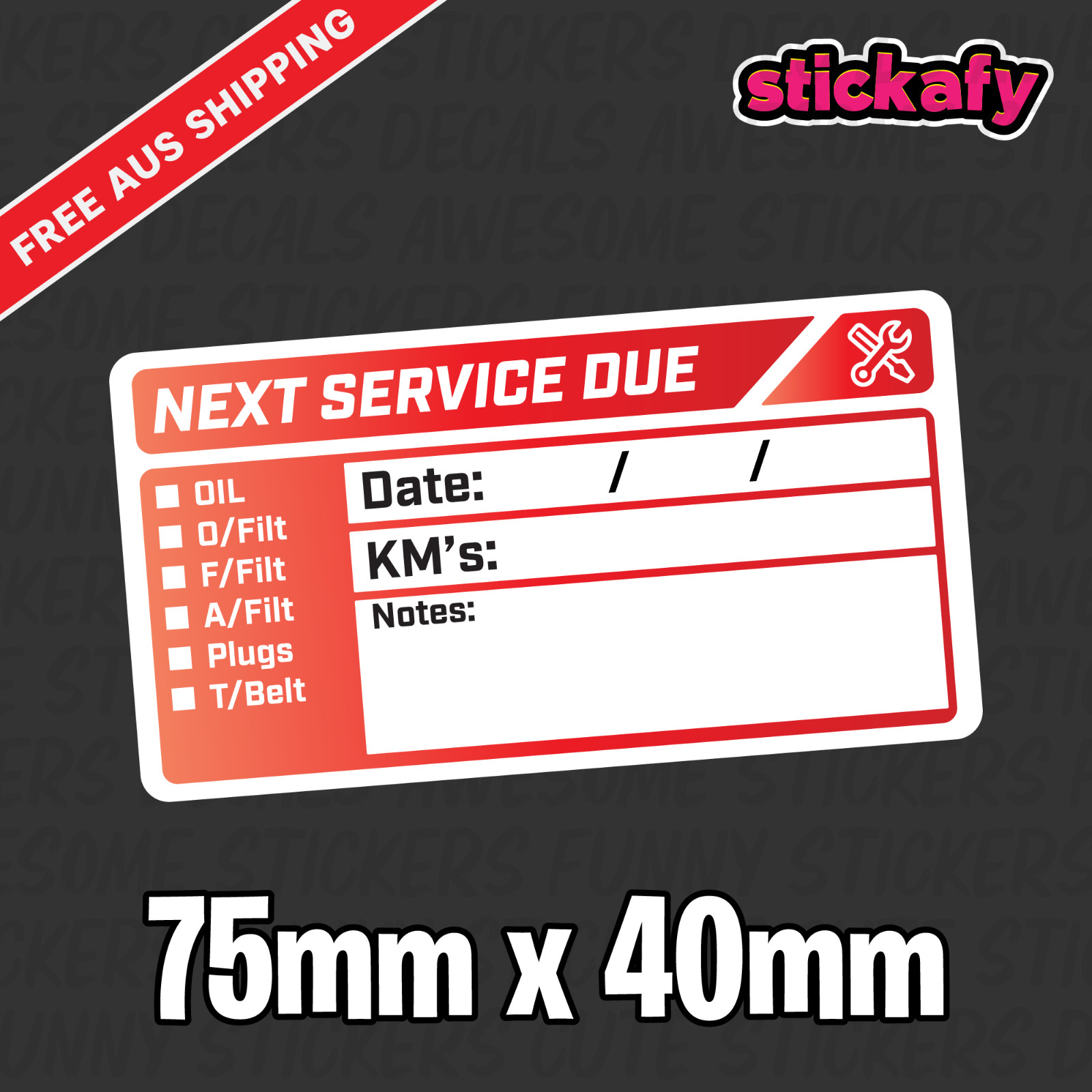 100 x Next Service Due Label Sticker 75x40mm – Printed Decal Car Boat 4×4