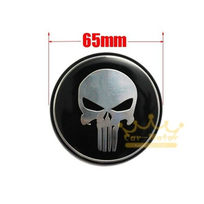 4PCS 2.5″/ 65MM Skull Car Wheel Center Cap Badge Vinyl Decal Stickers