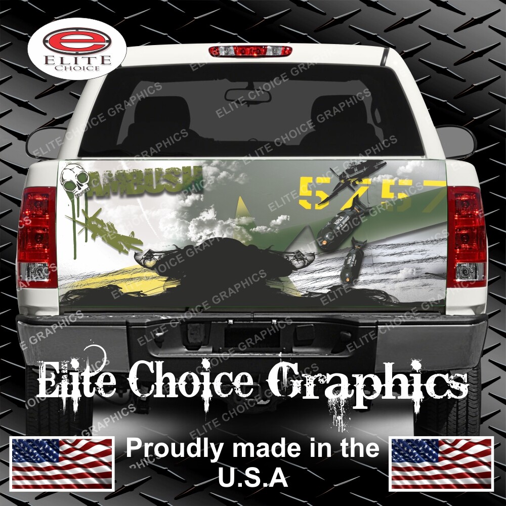 Military Airplane Ambush Truck Tailgate Wrap Vinyl Graphic Decal Wrap
