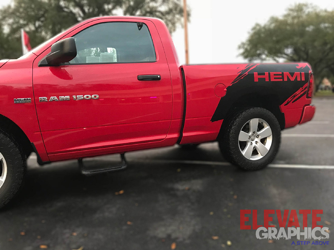 2009-2018 For Dodge Ram 1500 Decals Side Splatter Stripes Graphics Vinyl Sticker