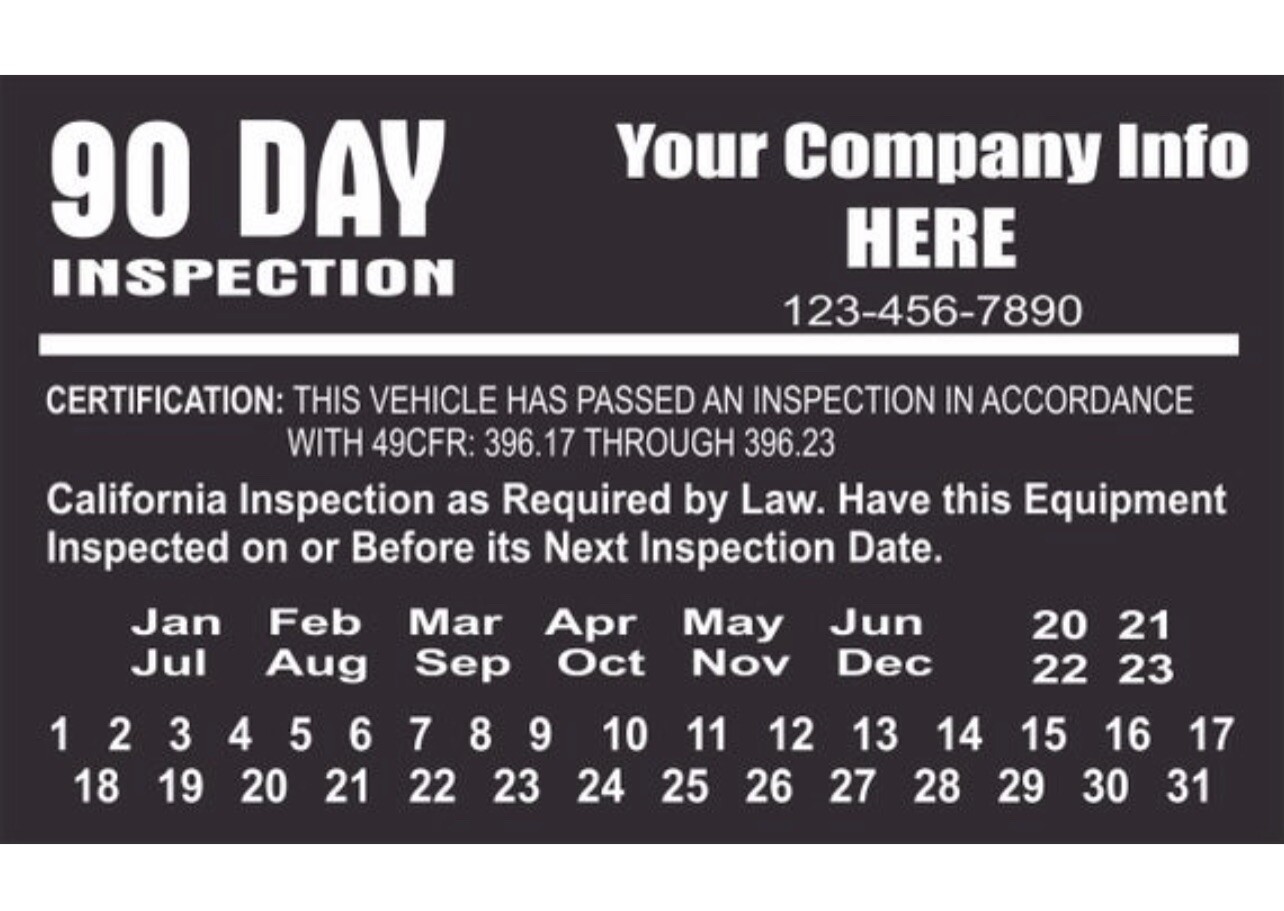 90 Days DOT Vehicle Decal Inspection, Set Of 50 Stickers. Vehicle Label