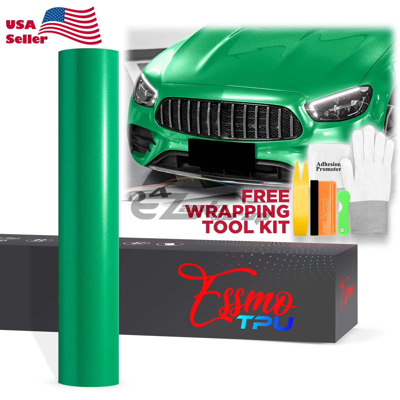 Gloss Metallic Emerald Green PPF TPU Paint Protection Film Dry Wet Vinyl Wrap