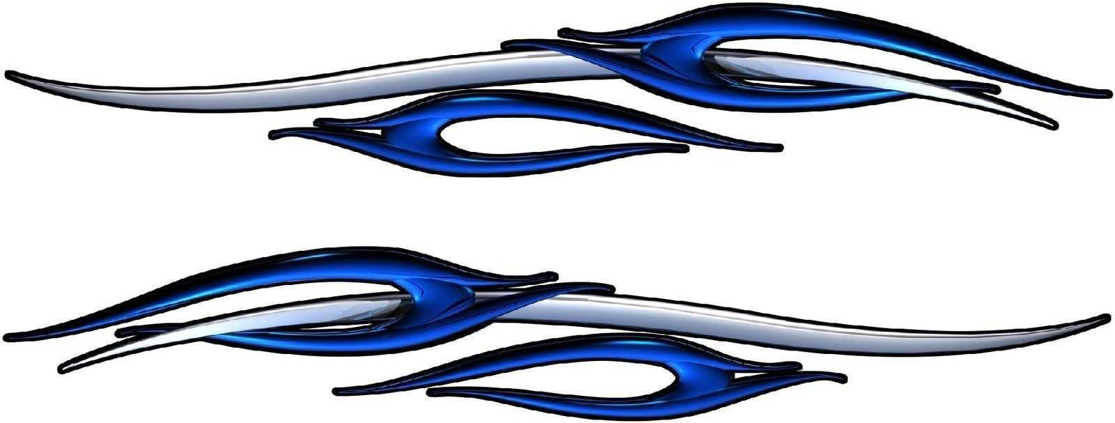Set- 45″ Boat Car Truck Trailer Graphics Decals Vinyl Stickers flames Blue Flag