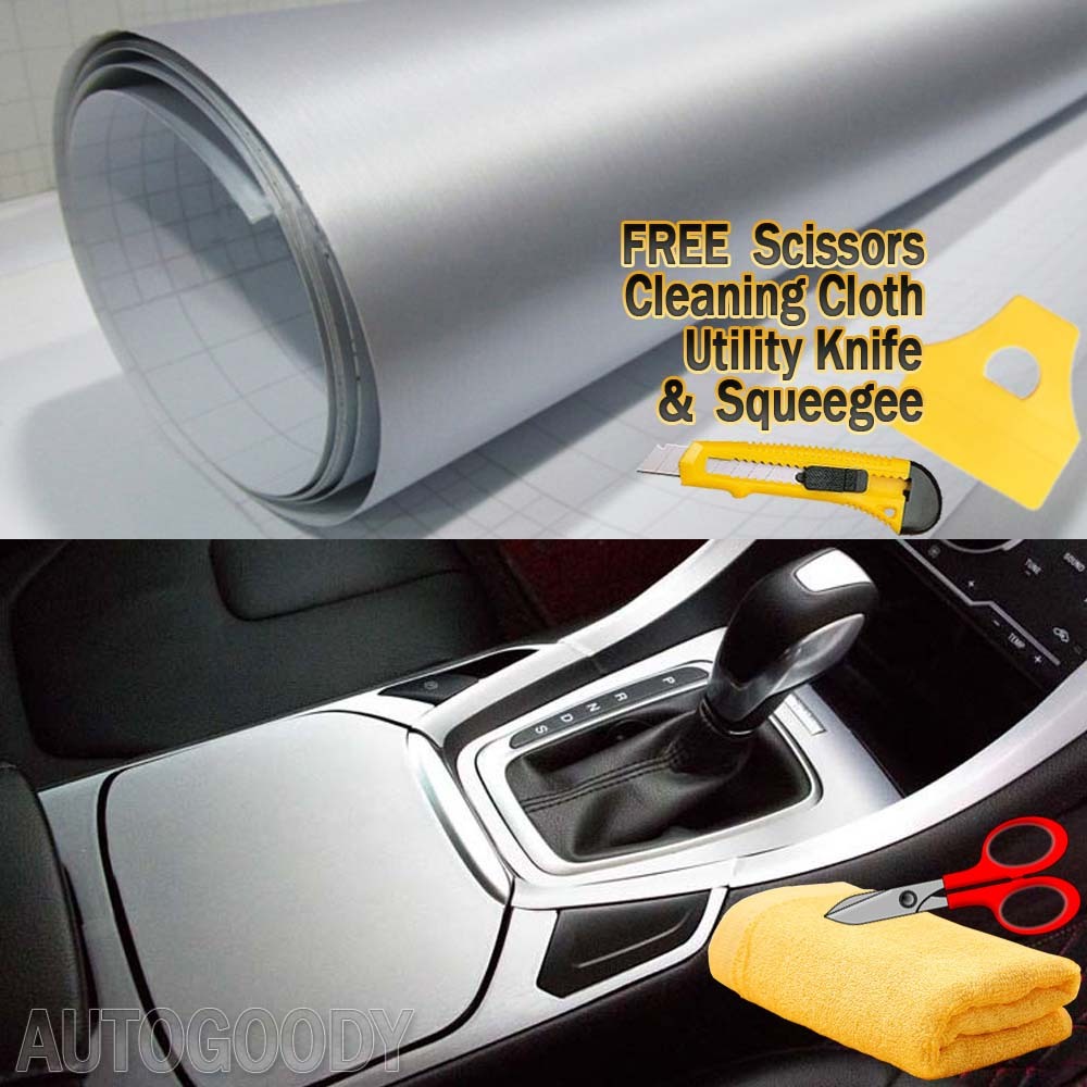 24″ x 60″ Silver Brushed Aluminum Vinyl Film Wrap Sticker Decal Air Bubble Free