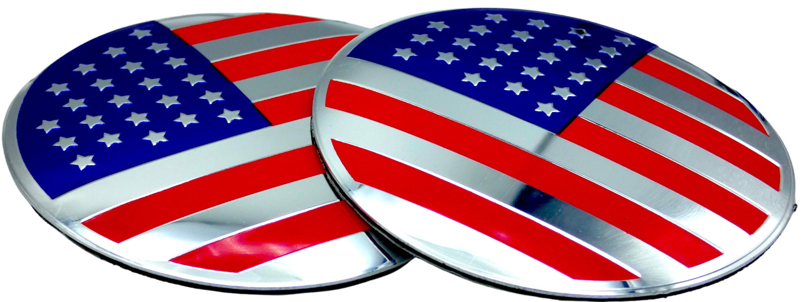 2x American Flag Sticker Decal Fender Emblem Aluminum Dome Shape Car Truck 2.20″