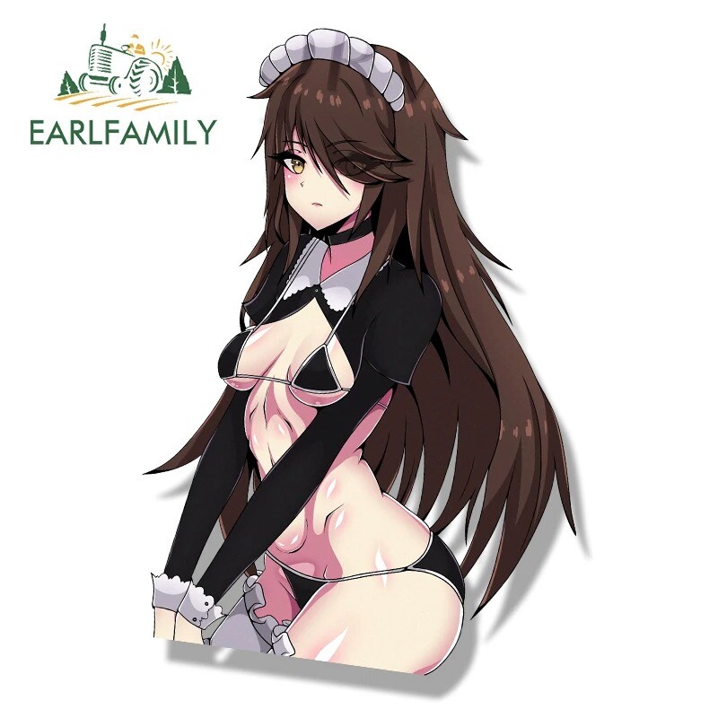 EARLFAMILY 5.1″ Anime Maid Girl Peeker Waifu Car Decals Eye Slap Fanart Stickers