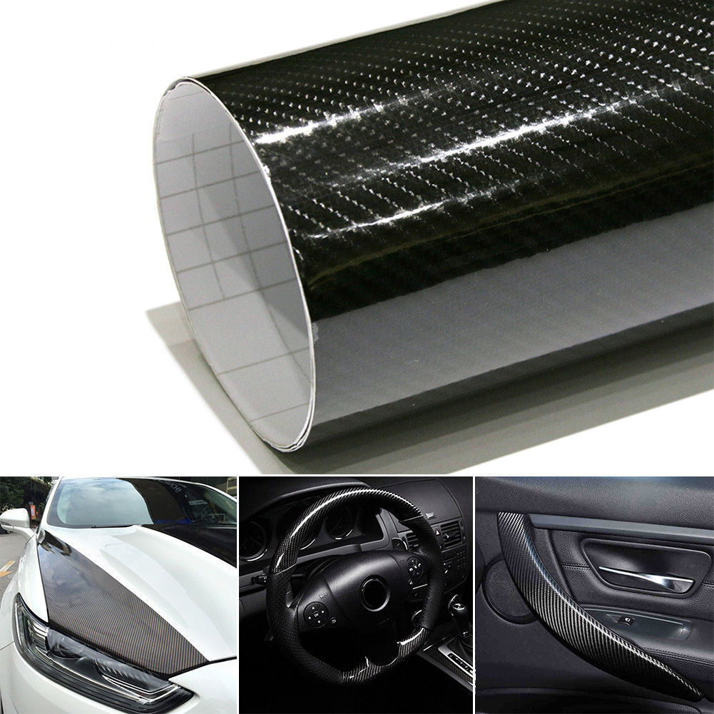 Auto Accessories 5D Gloss Black Pickup Carbon Fiber Vinyl Wrap Sheet Sticker