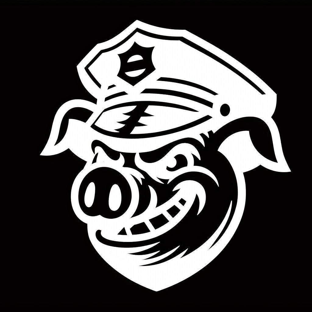 Evil Smiling Pig Cop Police Die Cut Vinyl Sticker Decal Left Right or Pair