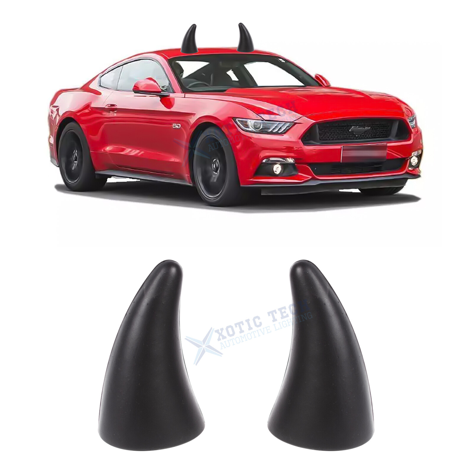 2Pcs Black Devil Bull Horn Antenna Roof Stickers Decor For Car Front Rear Bumper