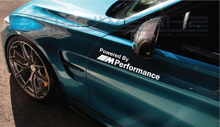 Powered By M Performance Decal Sticker logo M power M3 M5 Z4 M2 M4 335 12″ Pair