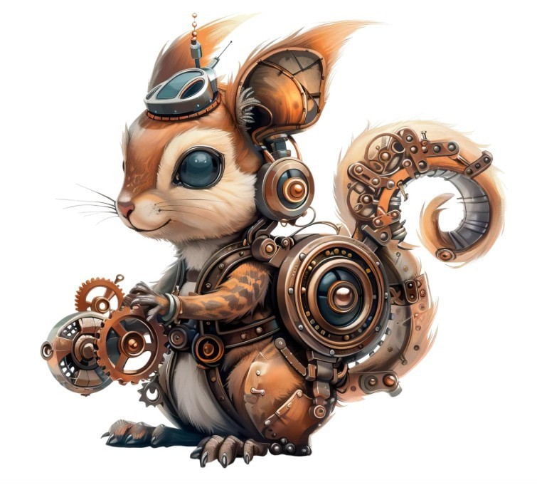 Steampunk Squirrel Sticker (5 Inch) Waterproof Adhesive Peel & Stick Car Bumper