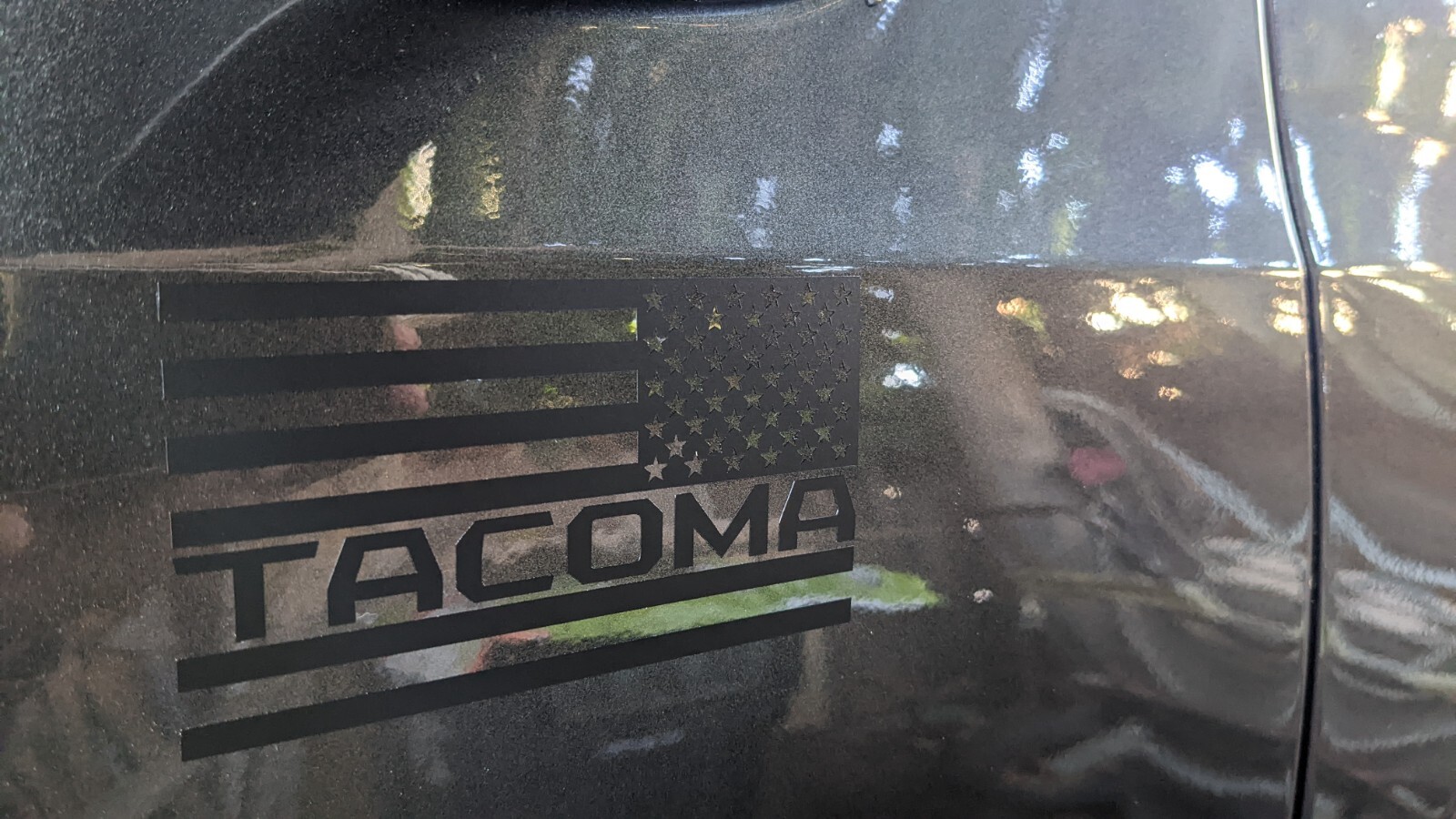 Tacoma American Flag Decal (4 inches x 2.25 inches)