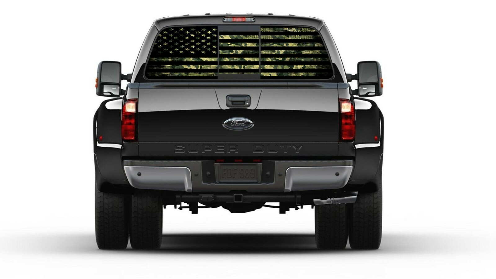 American Flag Camouflage Green Rear Window Perforated Graphic Decal Truck Cars