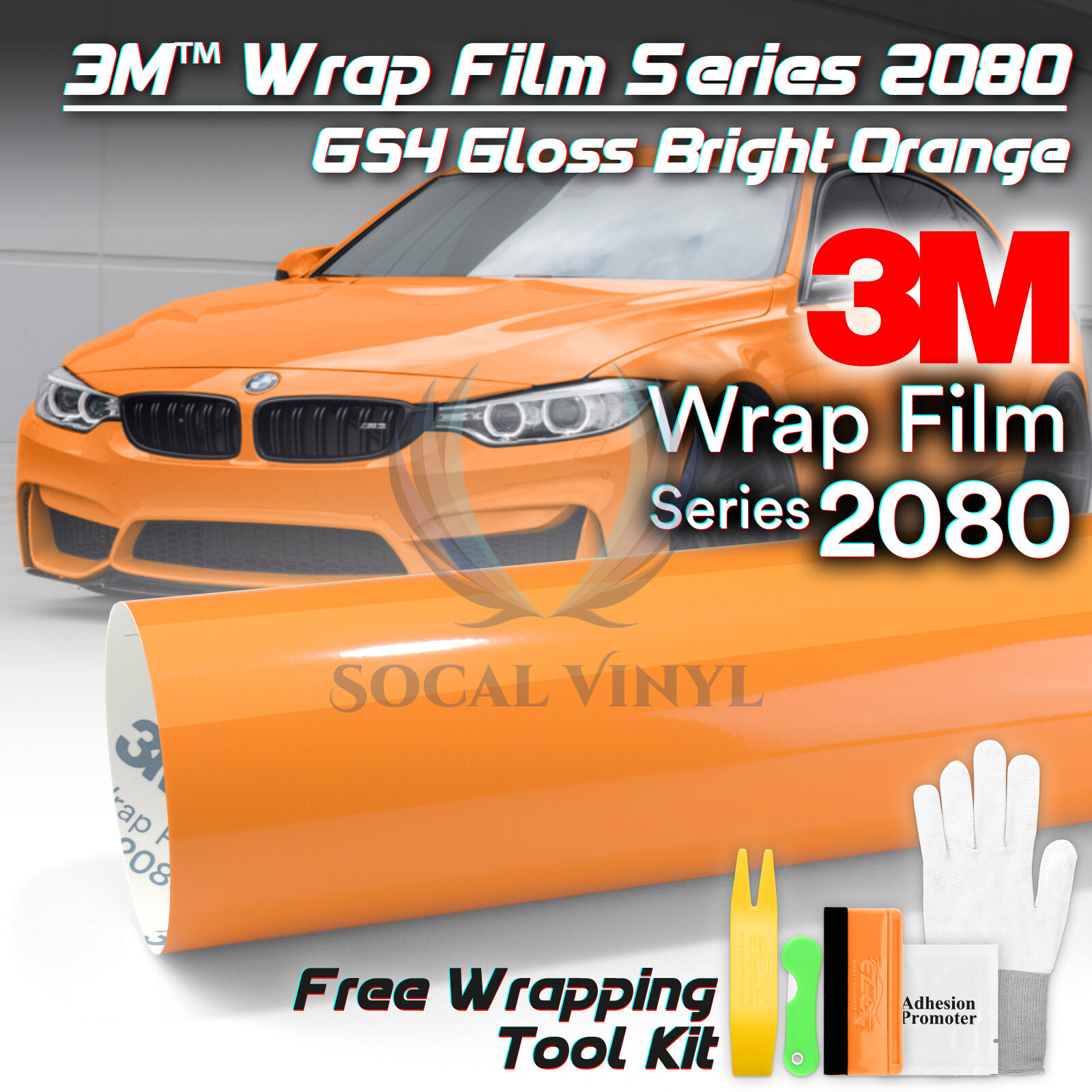 Genuine 3M 2080 G54 Gloss Bright Orange Vinyl Wrap Vehicle Film Decal Sheet Roll
