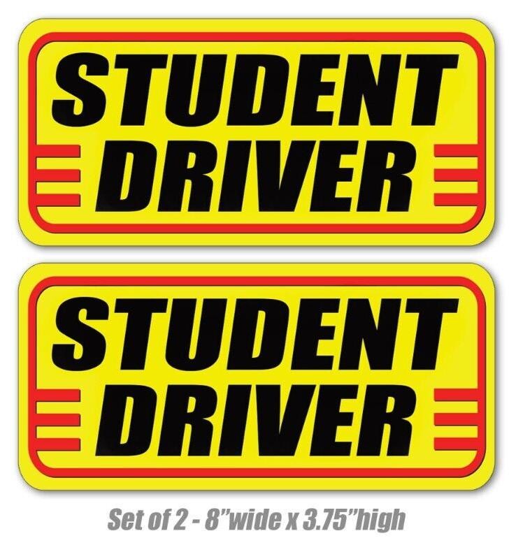 Student Driver Car Sticker Bumper Sticker Decal Label Safety Caution Sign x2