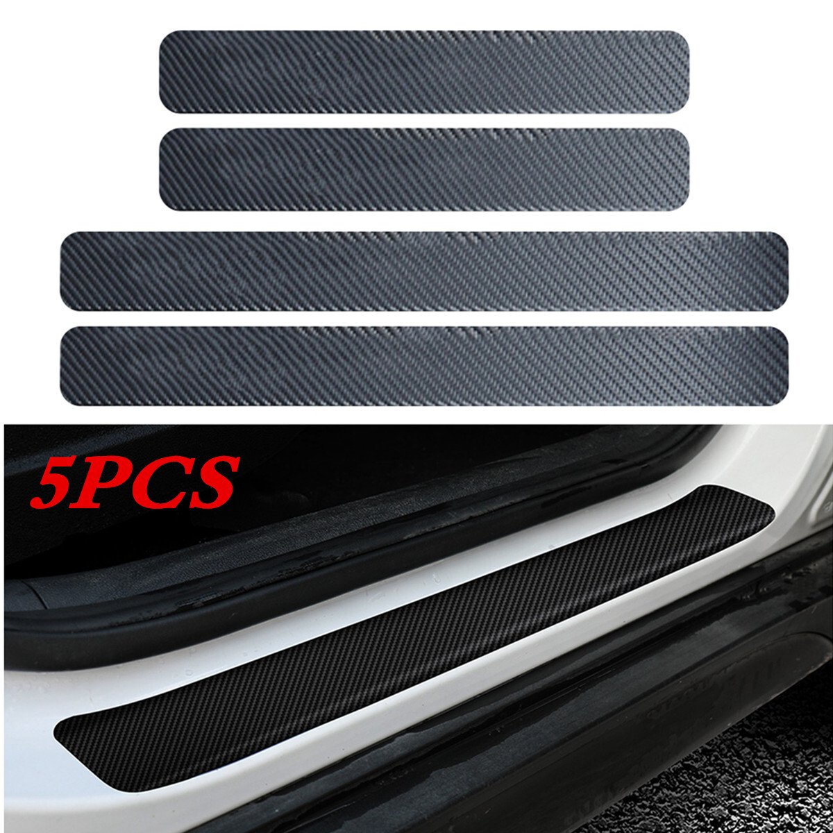 Car Door Sill Scuff Plate Cover Rear Bumper Trim Strip Sticker Guard Protector