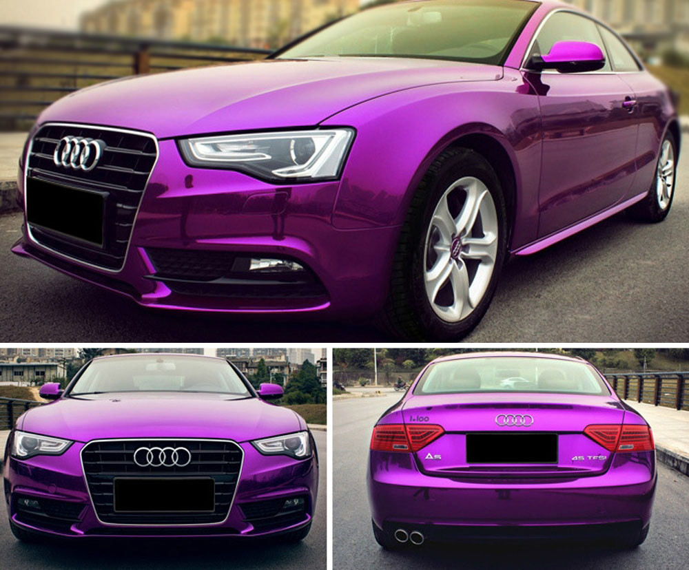 12″ x 60″ Purple Chrome Mirror Vinyl Film Wrap Sticker Stretchable 1ft x 5ft