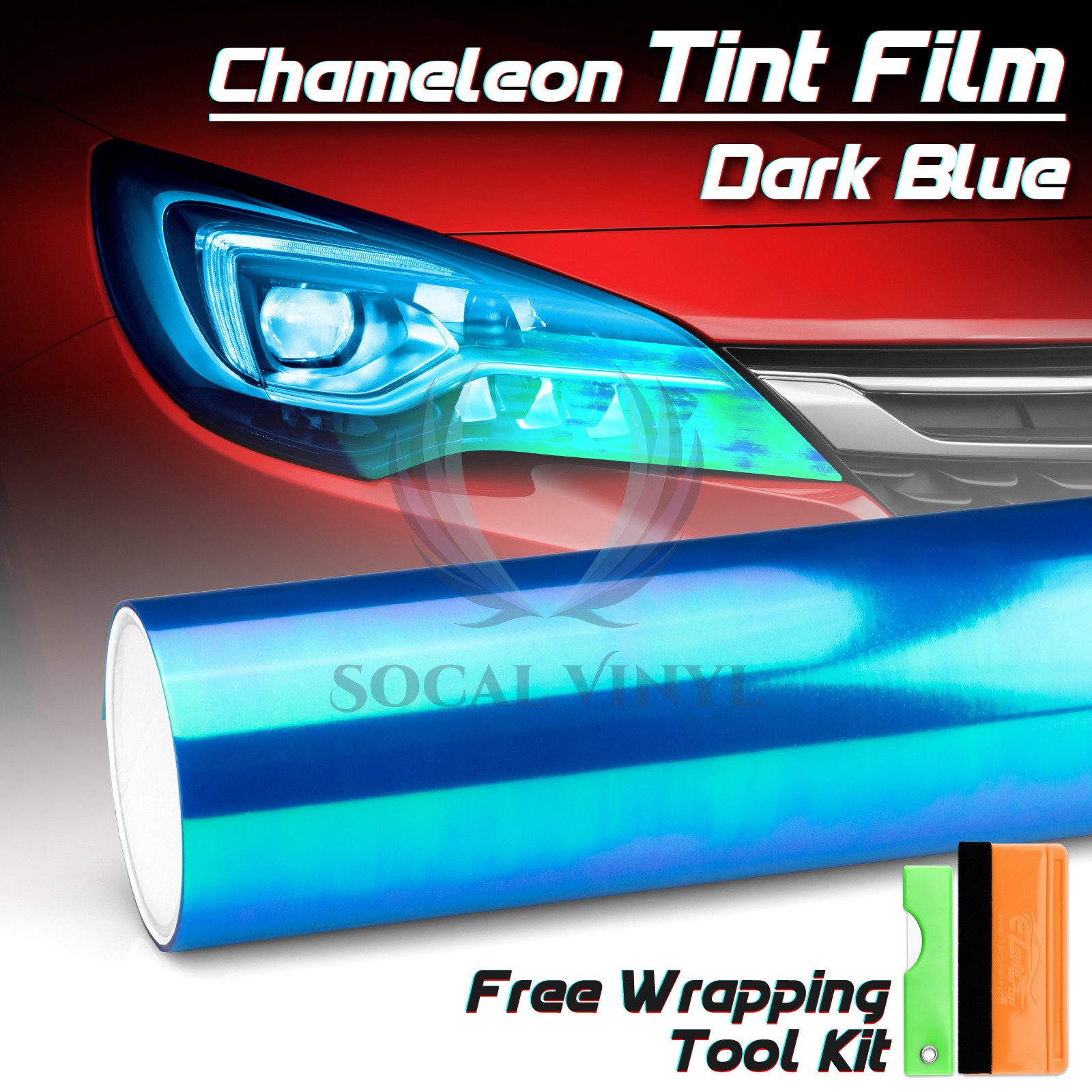 12″ & 16″ Neo Chrome Tint Dark Blue Chameleon Headlight Taillight Film Fog Light