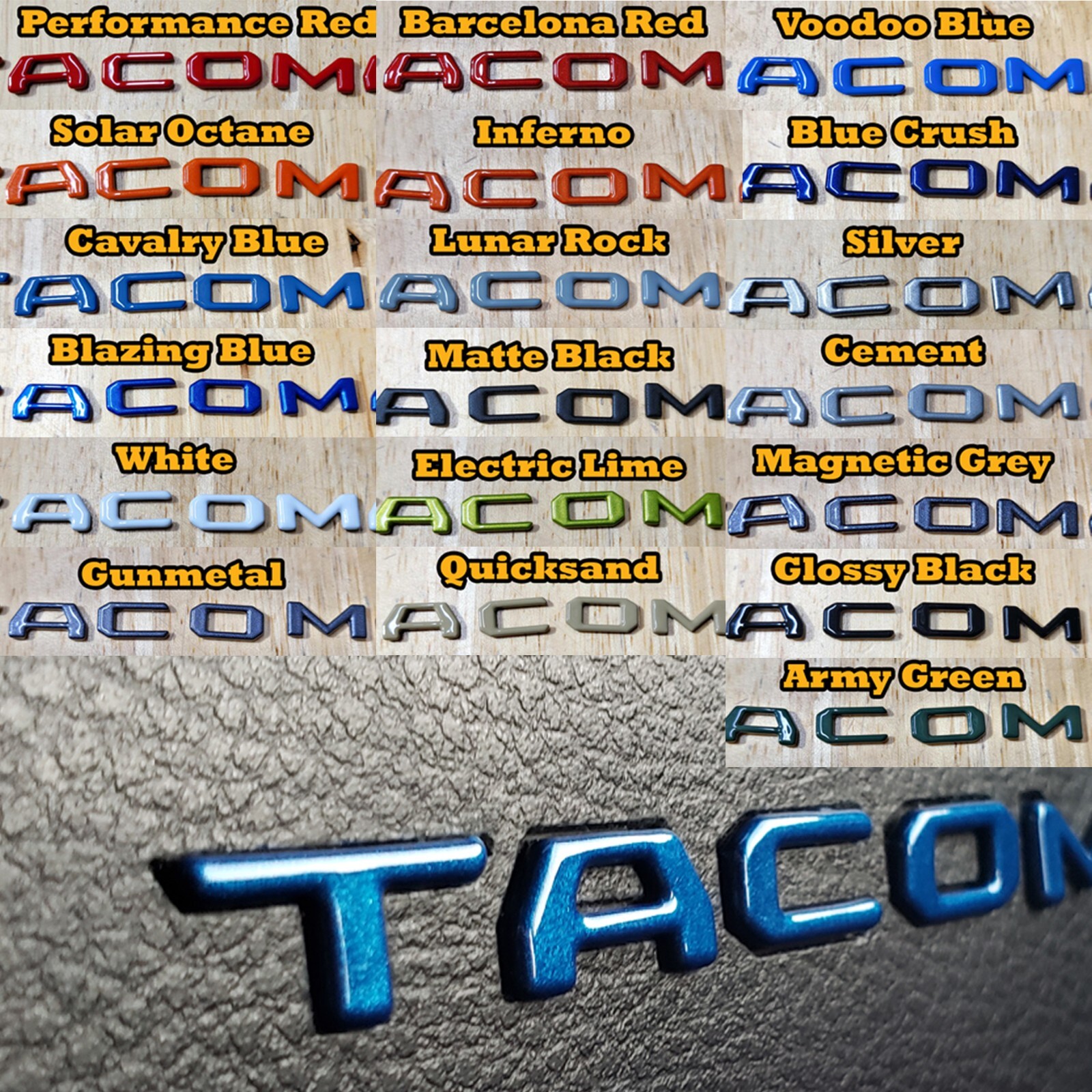 Premium 3D Raised Letters 2016-2023 Tacoma Glovebox – color matching