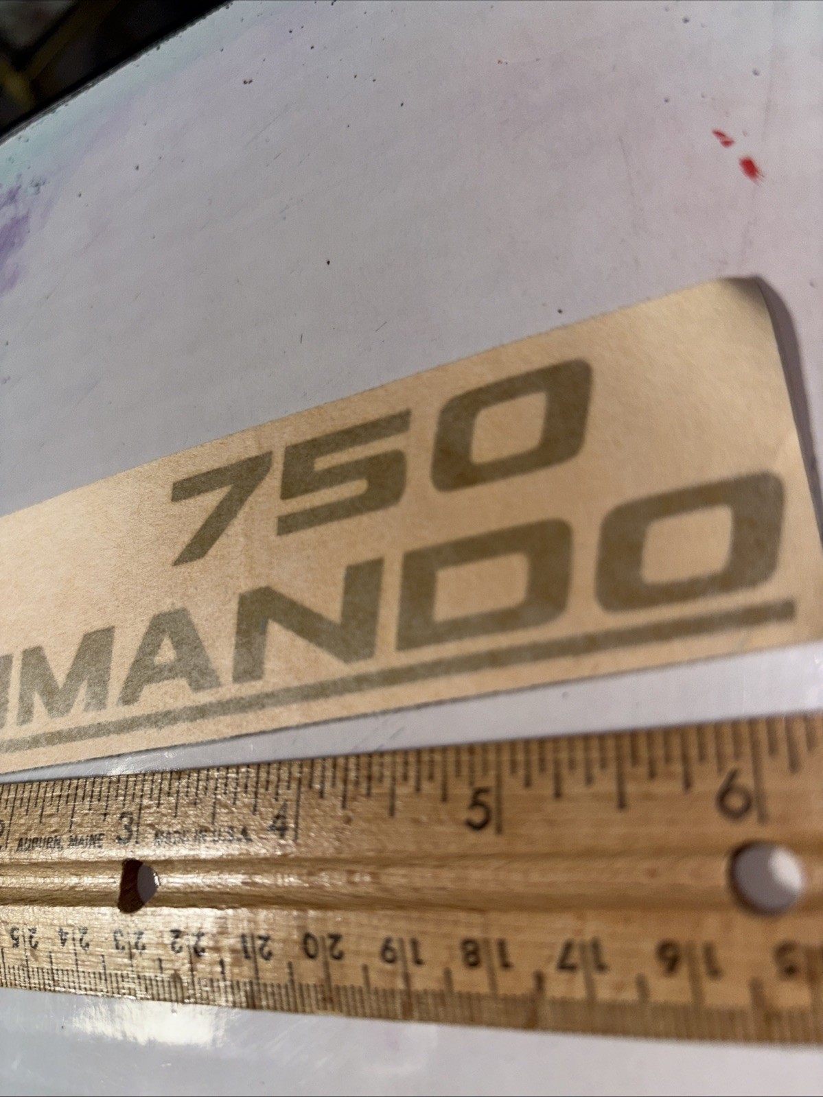 Commando 750 Gold Vinyl Transfer Sticker Decal 6.5”