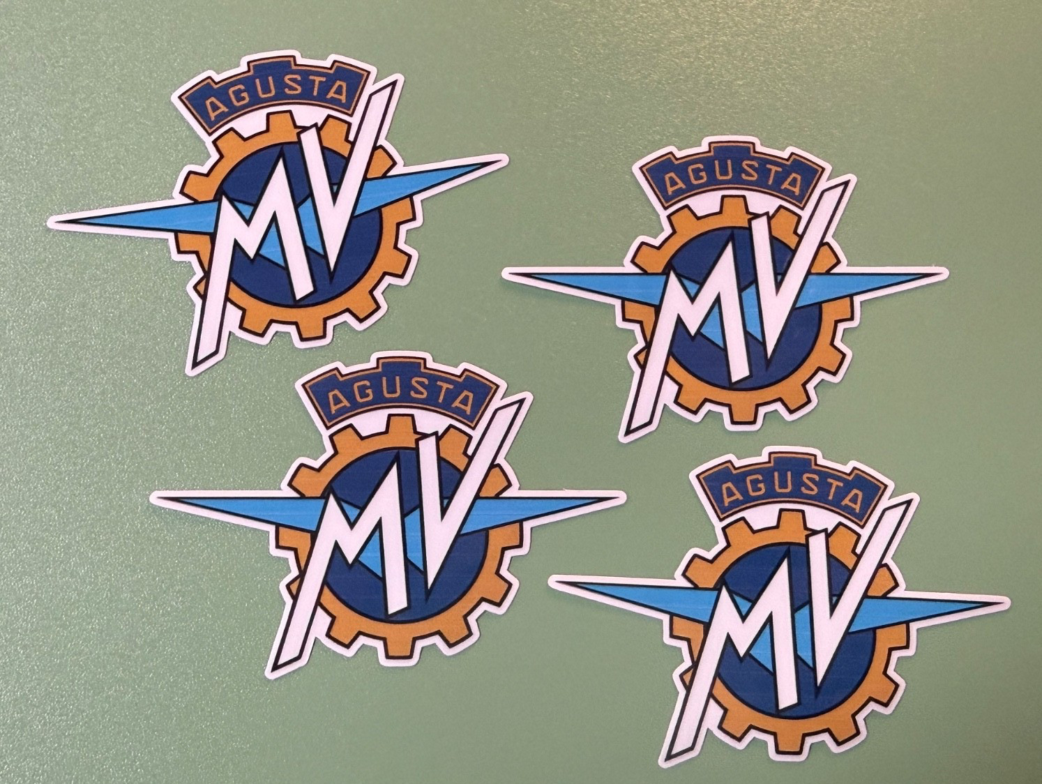x4 3 inch MV Agusta Stickers Decal Logo Blue Gold White Motorcycle Brand Fairing