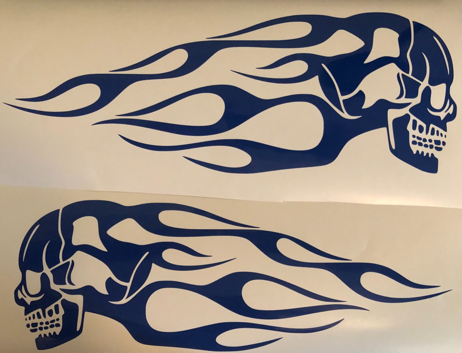 2pcs 13.5 x 5.5″ Universal Motorcycle Gas Tank Flames Skull Badge Decal Sticker