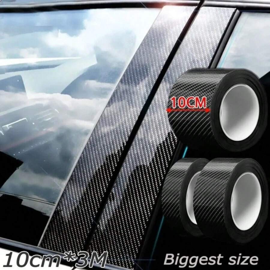 3D Anti Scratch Carbon Fiber Vinyl Film Tape Car Door Sill Scuff Sticker 9.8In