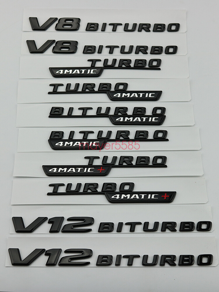 Matte black C63 AMG V8 BITURBO Trunk Emblem Badge Sticker For Mercedes Benz