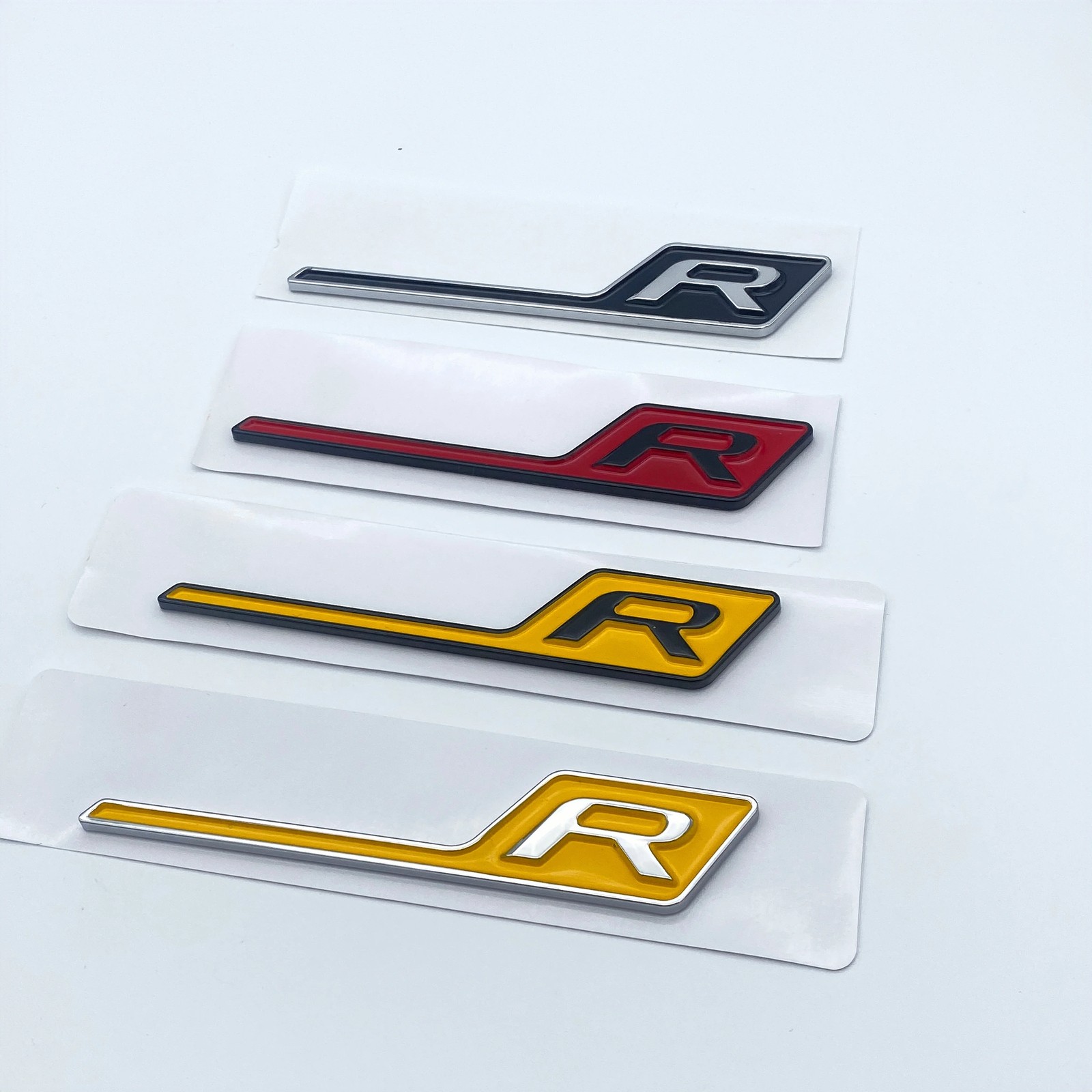 3D Flat Font Letters ABS Emblem Yellow Black Chrome R GT GTR For AMG Car Badge