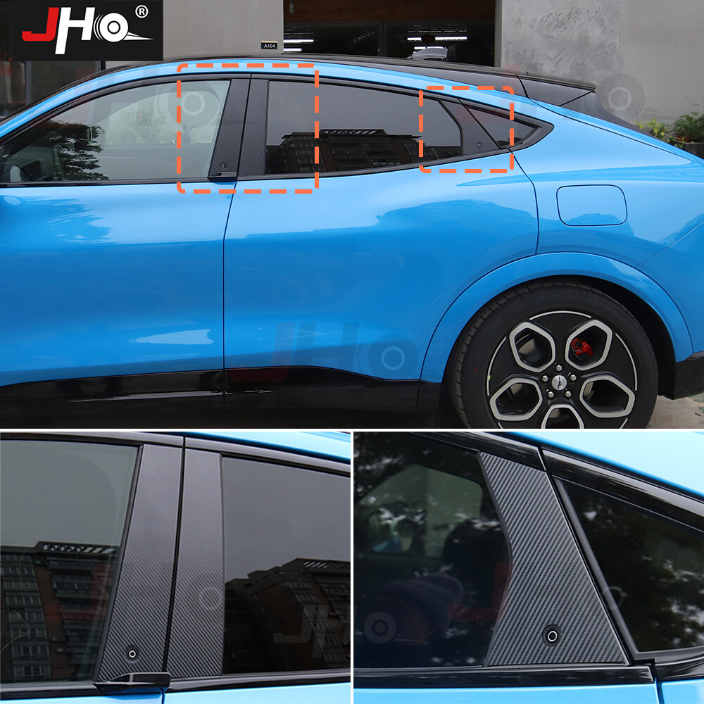 Carbon Fiber Window B Pillar Post Cover Sticker For Ford Mustang Mach-E 2021-25