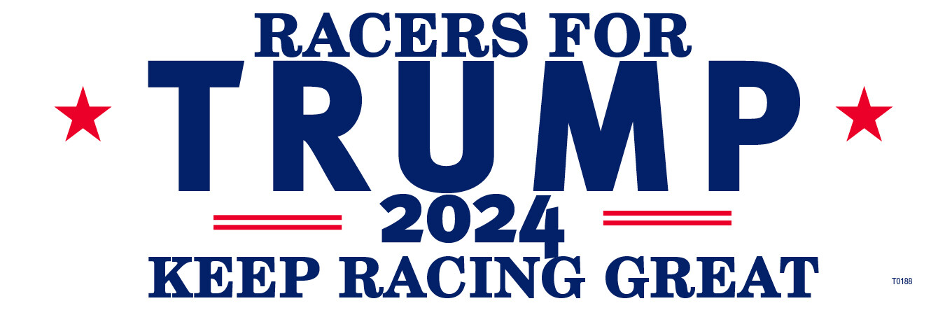 Racers for TRUMP 2024 – Drag racers, oval dirt track 9×3 Bumper Sticker T0188