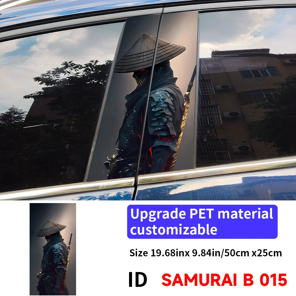 2PCS Warrior Samurai Car B Pillar Waterproof Sunscreen Decor Cover Scratches