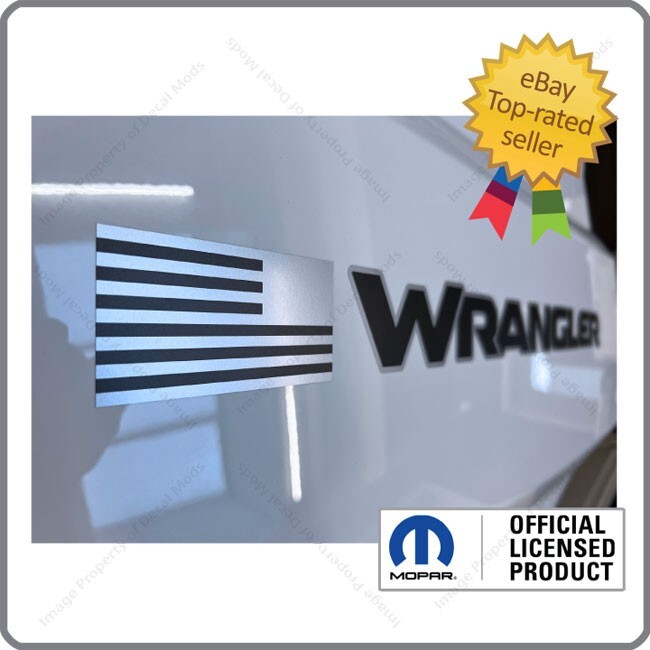(2x) Jeep Wrangler Hood Decals Stickers Graphics USA FLAG Black Silver UV1F1