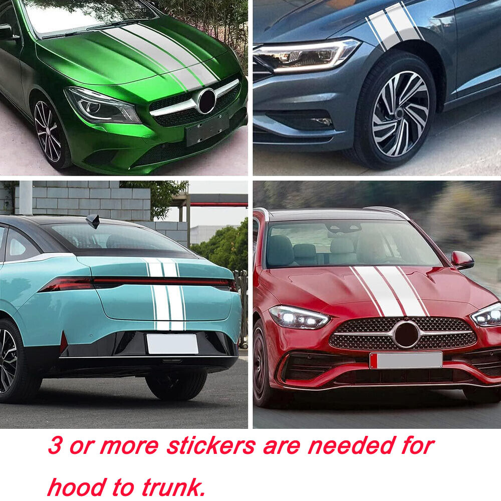78″ Hood Roof Rally Racing Stripe Decal Stickers For Ford Mustang Chevy Camaro
