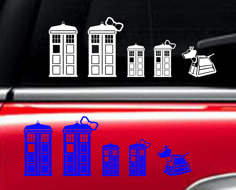 TARDIS FAMILY DOCTOR WHO Decal Vinyl Car Window Sticker ANY SIZE