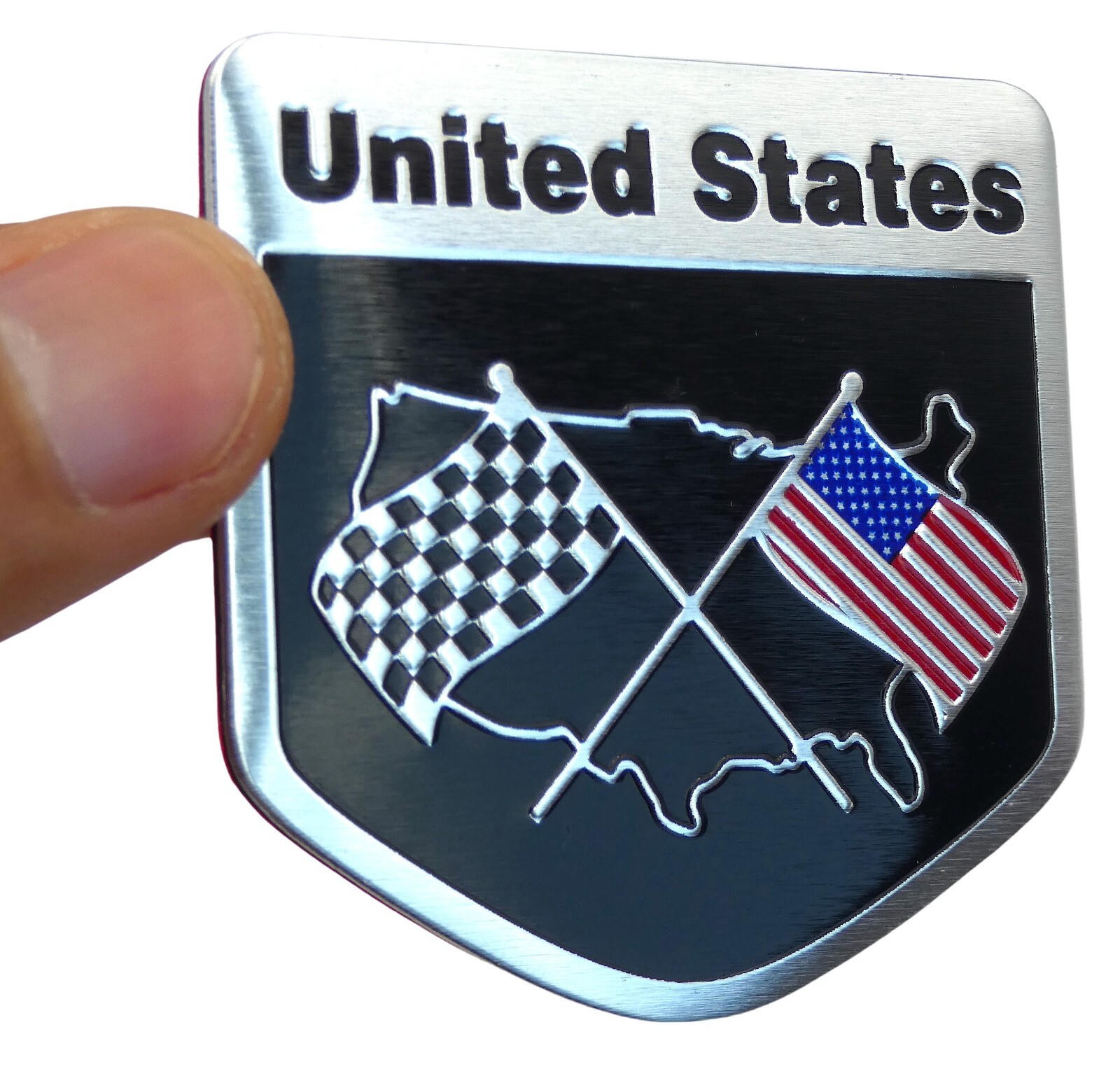 ALUMINUM United States Flag Decal Sticker Car, Motorcycle, Patriotic 2″ x 2″
