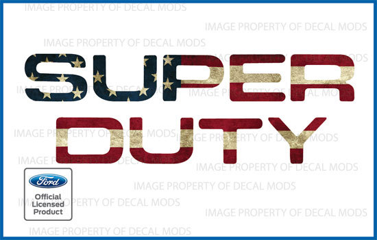 08 – 16 Ford F250 Super Duty TAILGATE Letters Decals Stickers AMERICAN FLAG WORN