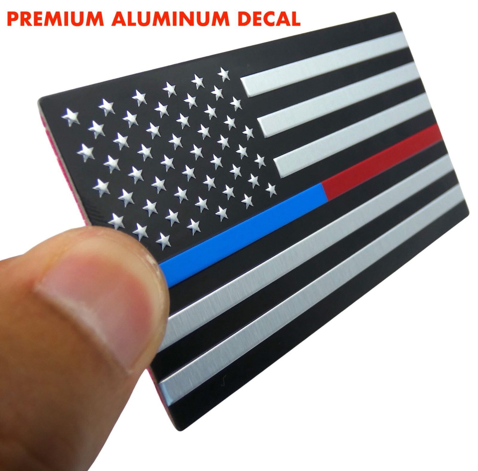 ALUMINUM Thin Blue Red Line Decal Sticker Law Enforcement, Police, Firefighter