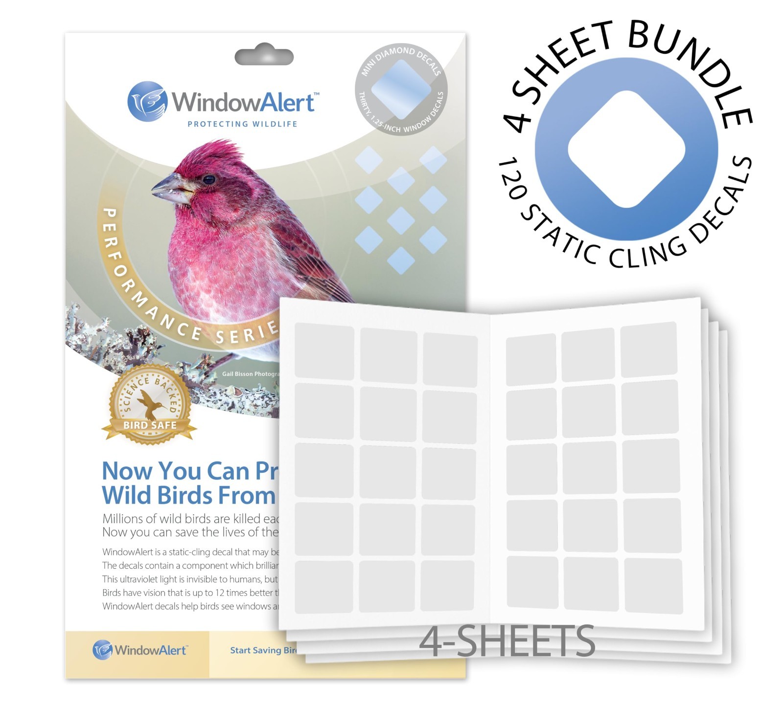 Diamond Anti-Collision Window Decals – UV-Reflective Bird Protection 4 Sheets