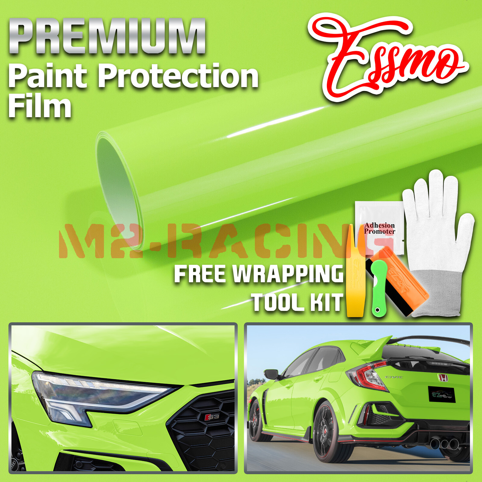 4FTx5FT PPF Paint Protection Film Gloss Apple Green Invisible Scratches Shield