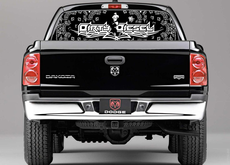 Dirty Diesel Rear Window Perf Graphic Decal Tint Coal Roller Chic Truck SUV