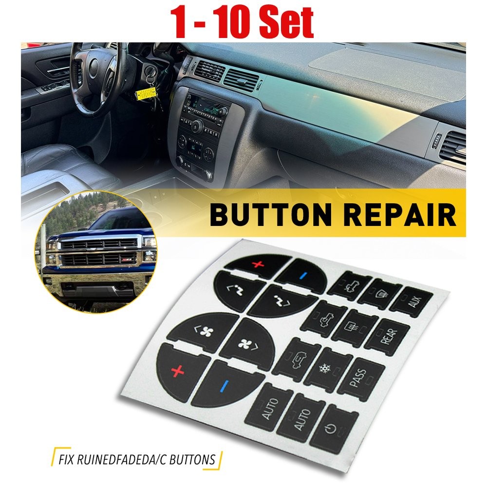 Decal Stickers AC Dash Button Re Kit for Replacement Chevrolet Tahoe GMC 1-10Set