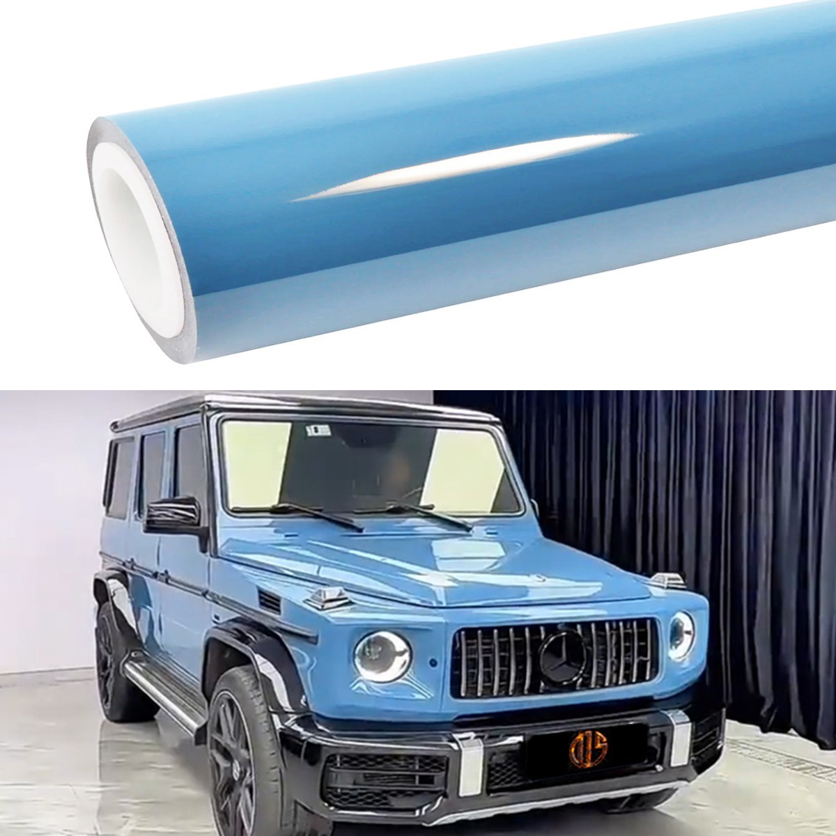 24″x60″ Ultra Gloss PET Liner China Blue Car Vinyl Wrap Air Release 2FT x 5FT