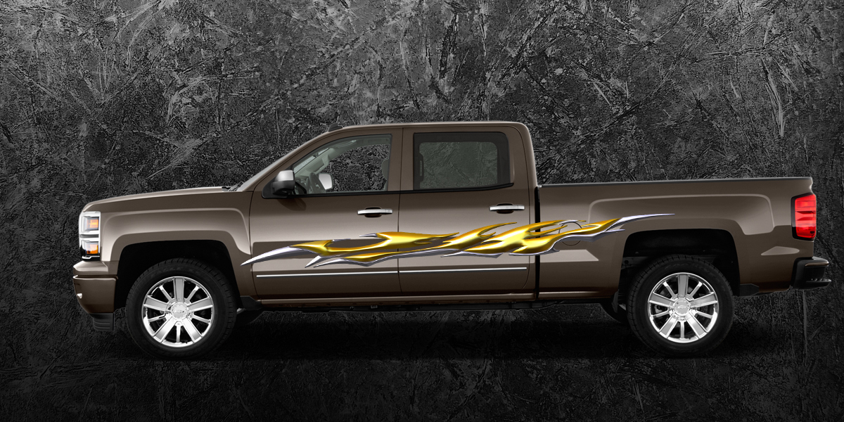 2 Car Truck Trailer Side Decals Graphics Stripes Vinyl #B758Gold