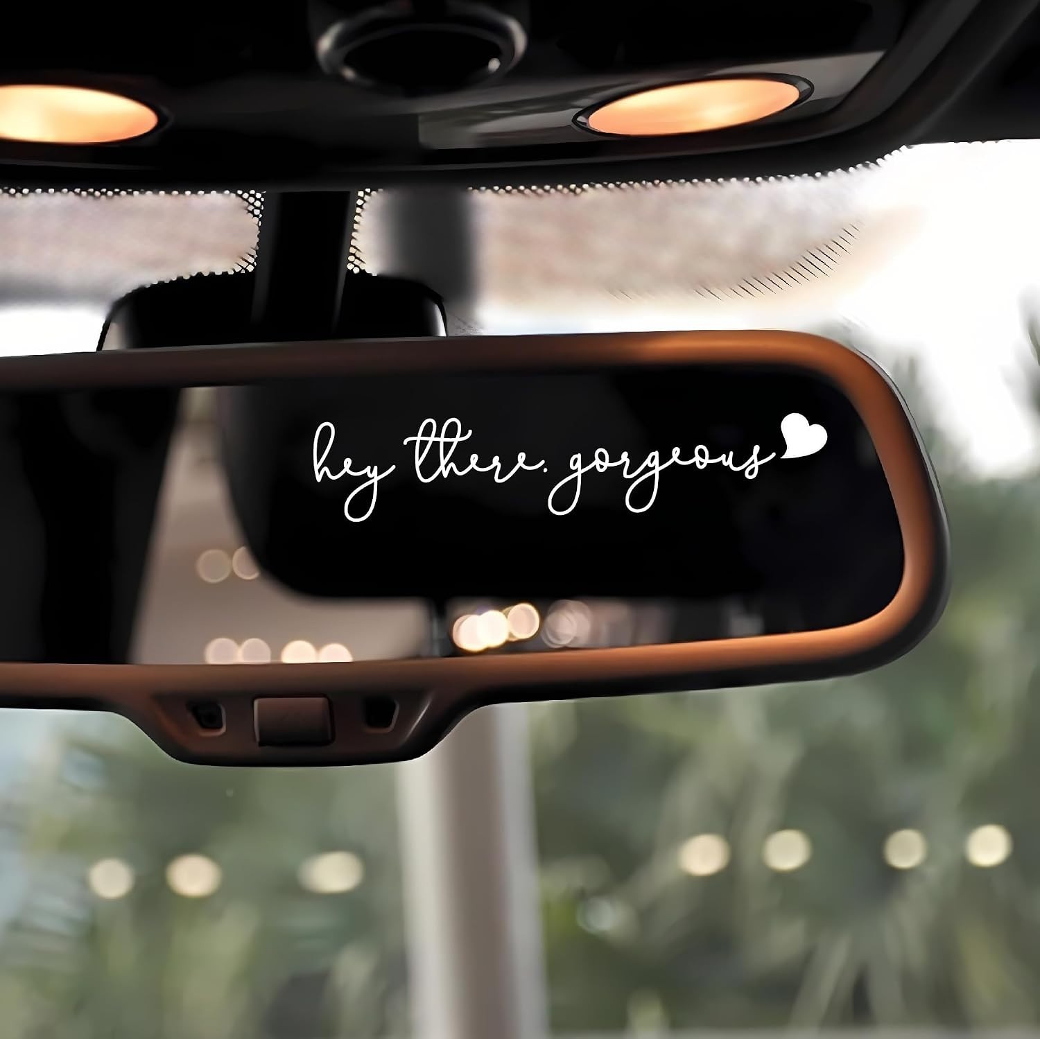 Gorgeous Mirror Sticker 3-Pack White Script Heart Car Decal